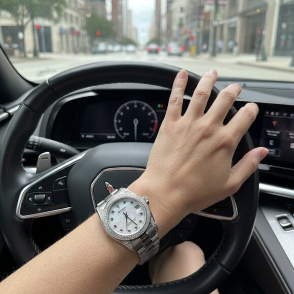 Luxury Women's Watch with Diamond Bezel & Mother of Pearl Dial - Picture 1 of 10